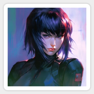 Cybernetic Journeys: Ghost in the Shell Aesthetics, Techno-Thriller Manga, and Mind-Bending Cyber Warfare Art Sticker